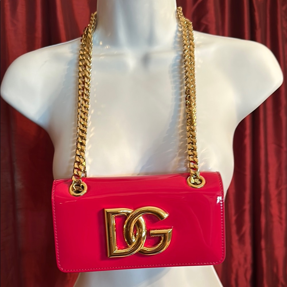 Dolce & Gabbana Pink Gold Crossbody Bag with Chain Strap